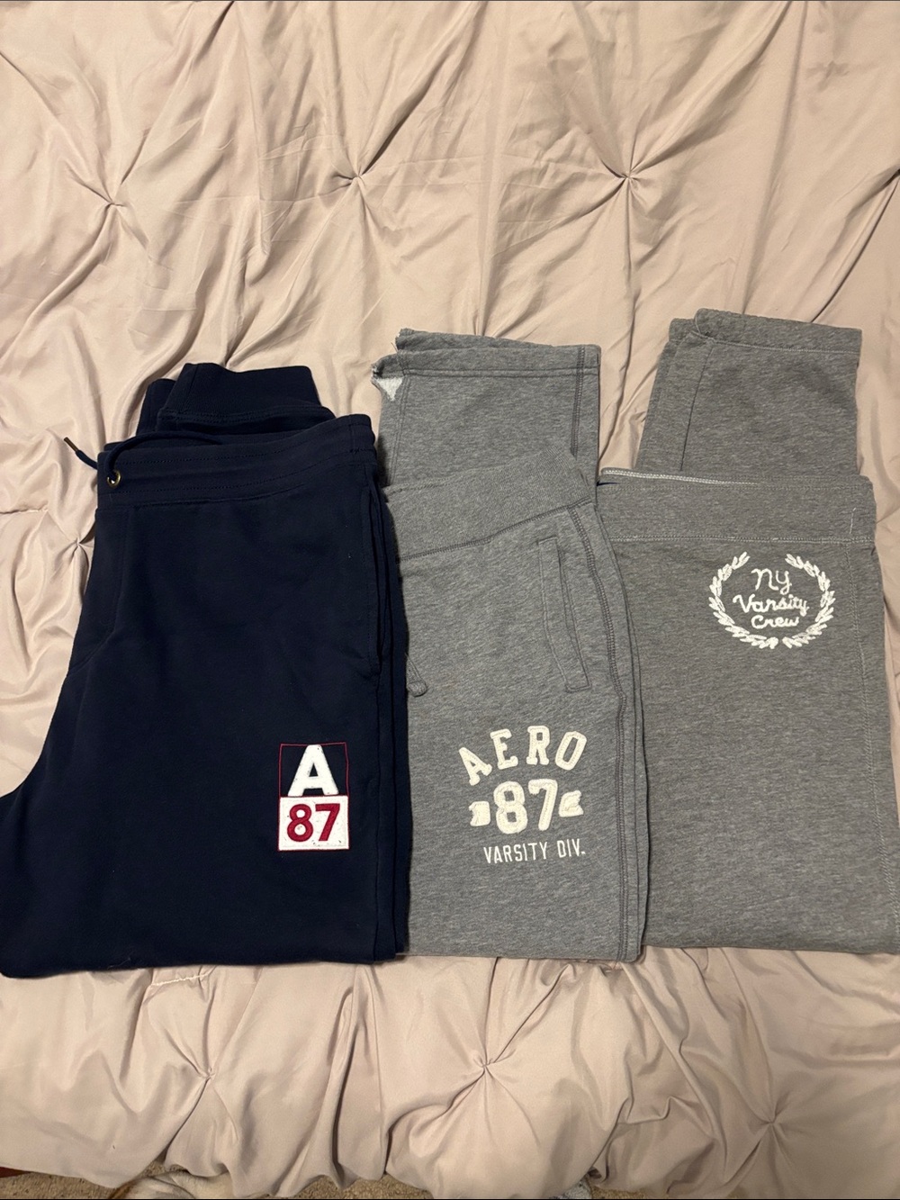 Aeropostale Navy and Gray Men's Sweatpants Trio